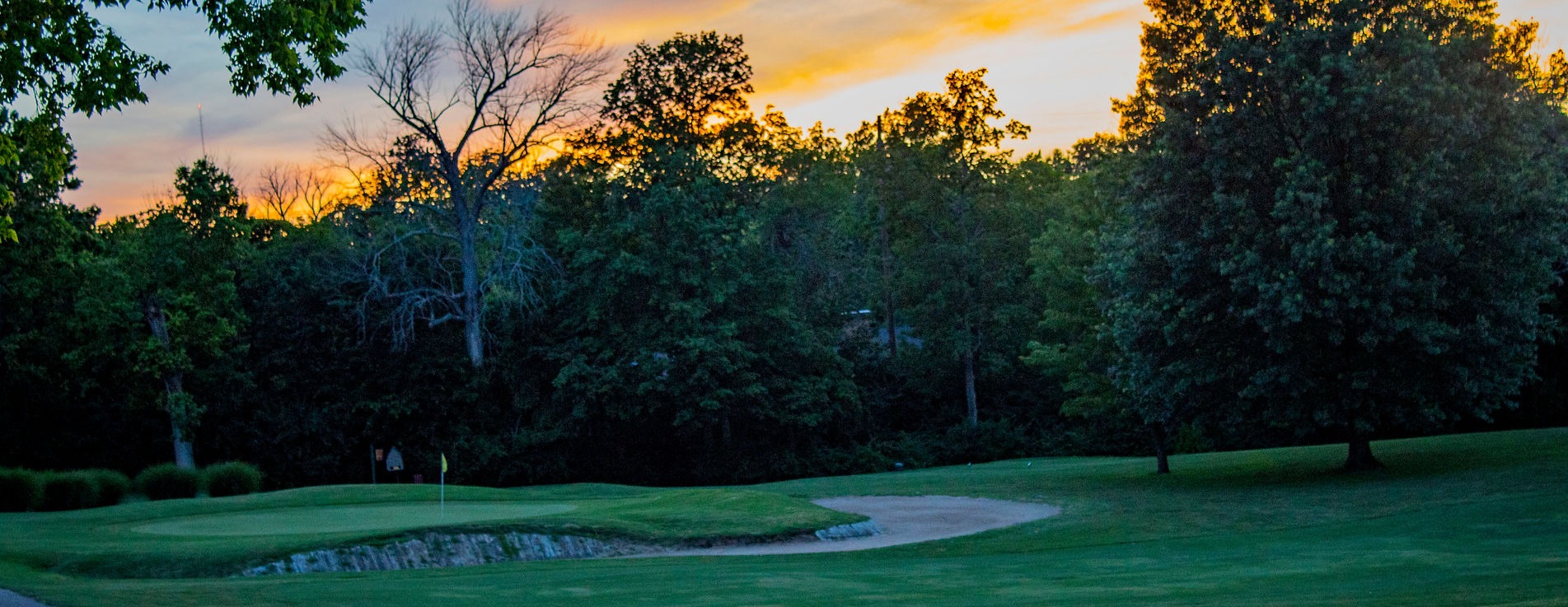 Golf course at sunset